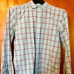 Gap Mens Cotton Button Up Multi Color Plaid Dress Shirt Medium